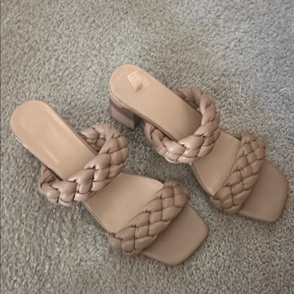 Braided Tan Heeled Sandals